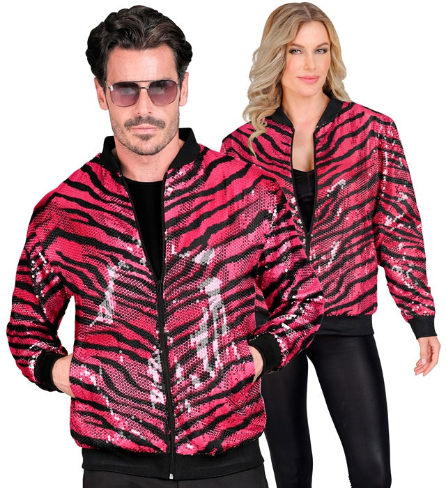 Widmann Party Fashion Bomber (Pink Animalier Sequin Bomber) (L/XL) Pink