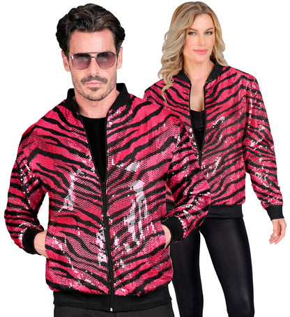 Widmann Party Fashion Bomber (Pink Animalier Sequin Bomber) (L/XL) Pink