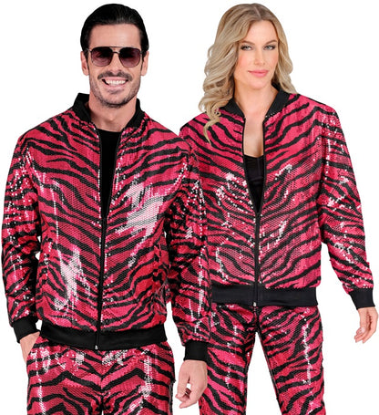 Widmann Party Fashion Bomber (Pink Animalier Sequin Bomber) (L/XL) Pink