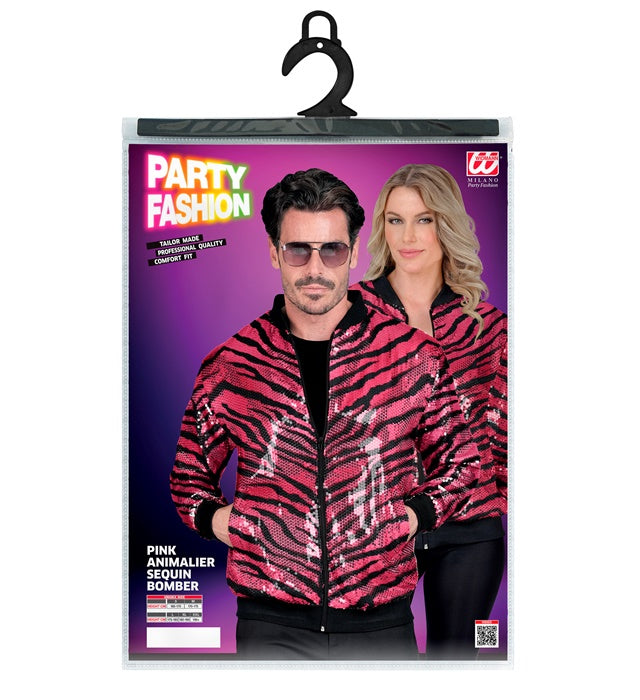 Widmann Party Fashion Bomber (Pink Animalier Sequin Bomber) (L/XL) Pink
