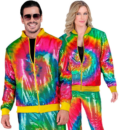 Widmann Party Fashion Bomber (Tie Dye Sequin Bomber) (S/M) Rainbow