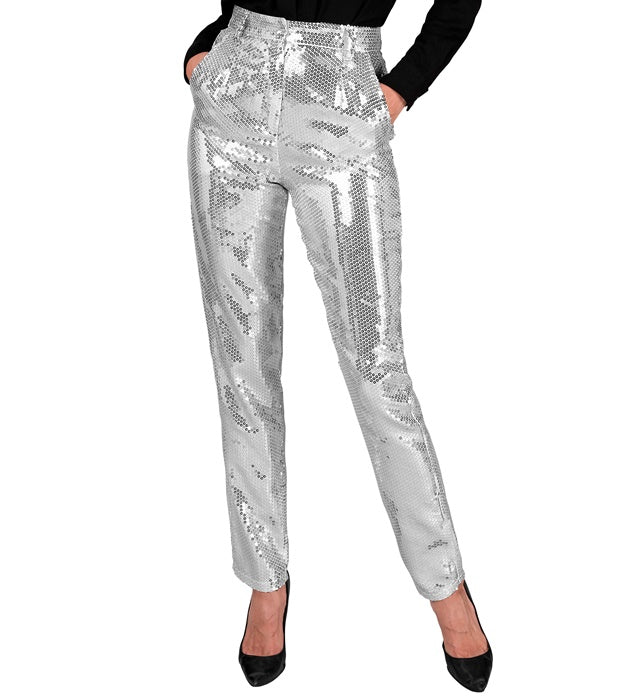 Widmann Party Fashion Pants (Silver Sequin Pants) (L) Silver