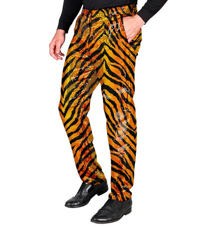 Widmann Party Fashion Pants (Animalier Tiger Sequin Pants) (S) Orange