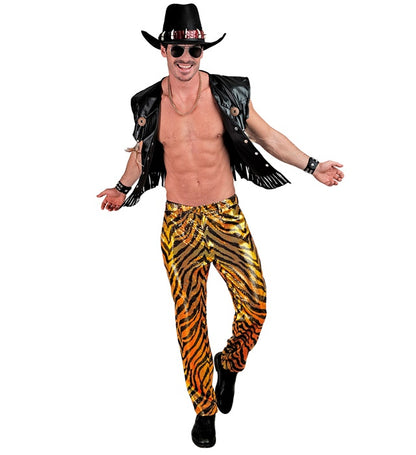 Widmann Party Fashion Pants (Animalier Tiger Sequin Pants) (S) Orange
