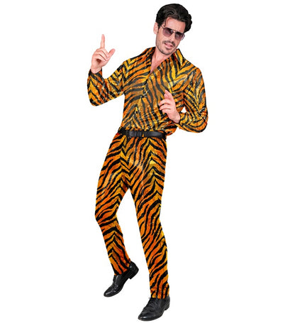 Widmann Party Fashion Pants (Animalier Tiger Sequin Pants) (M) Orange