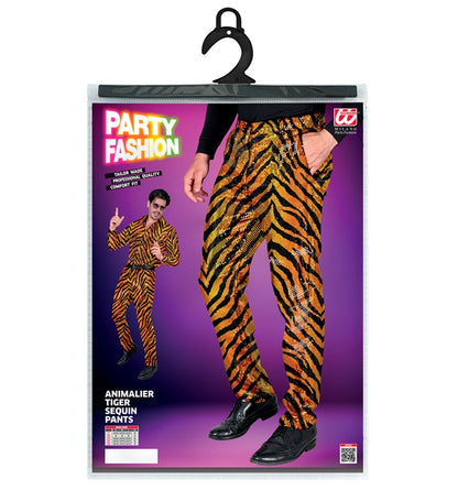 Widmann Party Fashion Pants (Animalier Tiger Sequin Pants) (L) Orange