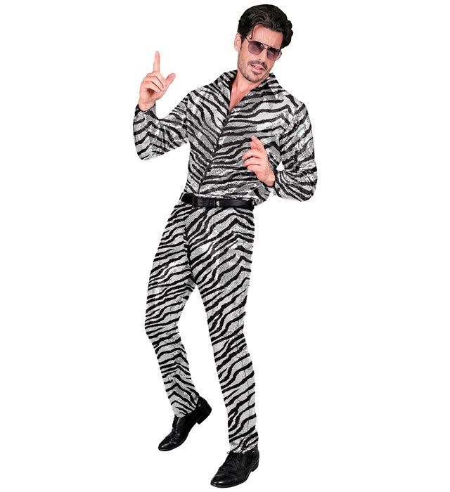 Widmann Party Fashion Pants (Animalier Zebra Sequin Pants) (S) Silver