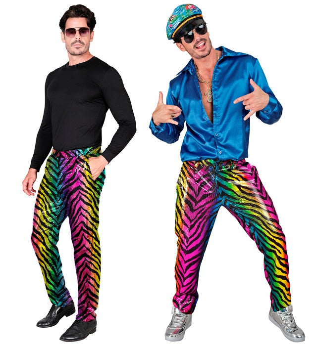 Widmann Party Fashion Pants (Rainbow Animalier Tiger Sequin Pants) (S) Rainbow