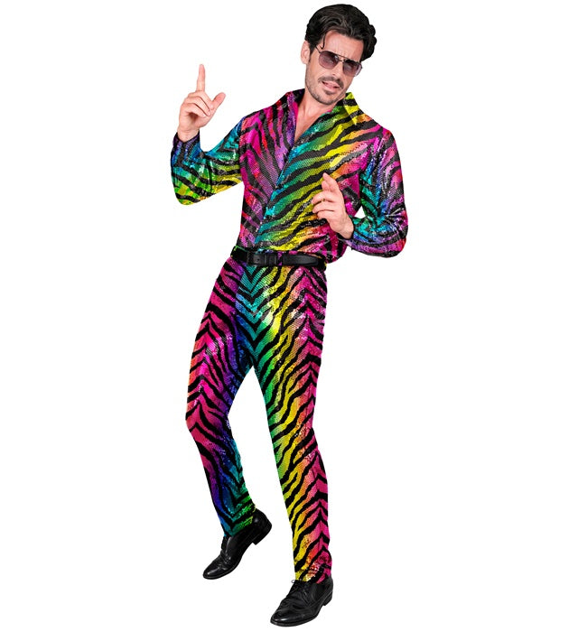 Widmann Party Fashion Pants (Rainbow Animalier Tiger Sequin Pants) (L) Rainbow