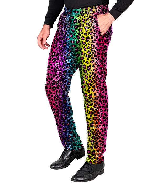 Widmann Party Fashion Pants (Rainbow Animalier Tiger Sequin Pants) (XL) Rainbow