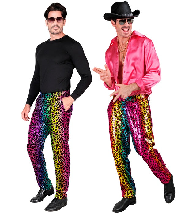 Widmann Party Fashion Pants (Rainbow Animalier Leopard Sequin Pants) (S) Rainbow