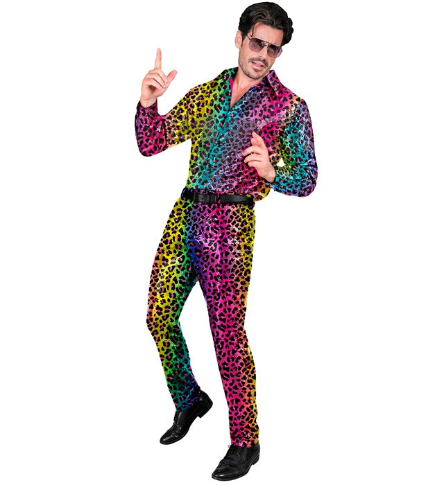 Widmann Party Fashion Pants (Rainbow Animalier Leopard Sequin Pants) (M) Rainbow