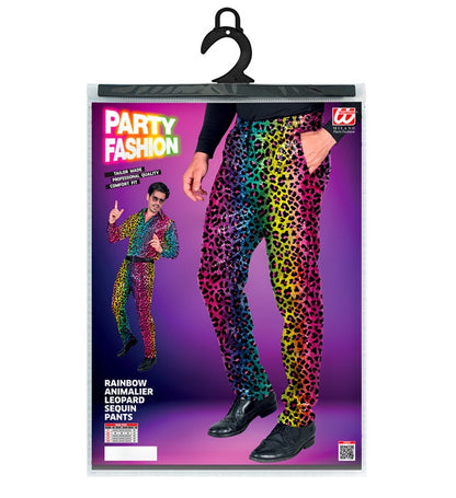 Widmann Party Fashion Pants (Rainbow Animalier Leopard Sequin Pants) (L) Rainbow