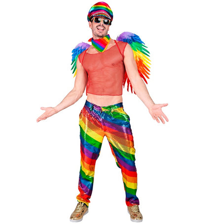 Widmann Party Fashion Pants (Rainbow Sequin Pants) (S) Rainbow