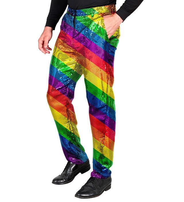 Widmann Party Fashion Pants (Rainbow Sequin Pants) (M) Rainbow