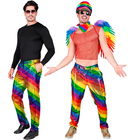 Widmann Party Fashion Pants (Rainbow Sequin Pants) (M) Rainbow