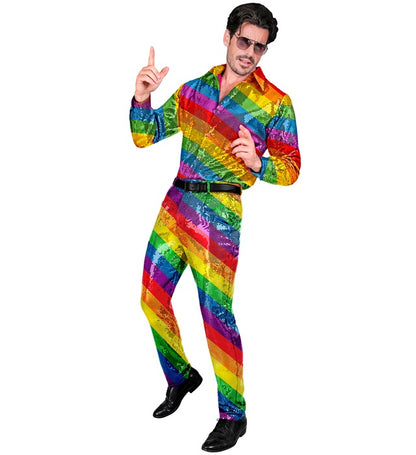 Widmann Party Fashion Pants (Rainbow Sequin Pants) (M) Rainbow