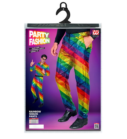 Widmann Party Fashion Pants (Rainbow Sequin Pants) (M) Rainbow