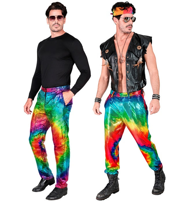 Widmann Party Fashion Pants (Rainbow Sequin Pants) (XL) Rainbow