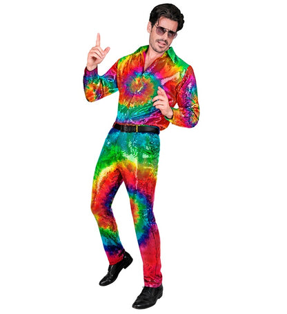 Widmann Party Fashion Pants (Tie Dye Sequin Pants) (L) Rainbow