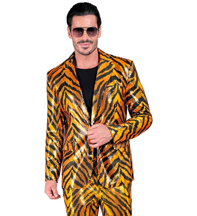 Widmann Party Fashion Jacket (Animalier Tiger Sequin Jacket) (XL) Orange