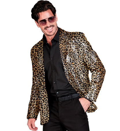 Widmann Party Fashion Jacket (Animalier Leopard Sequin Jacket) (L) Gold