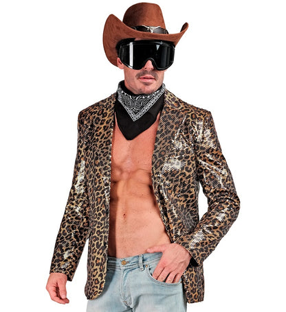 Widmann Party Fashion Jacket (Animalier Leopard Sequin Jacket) (L) Gold