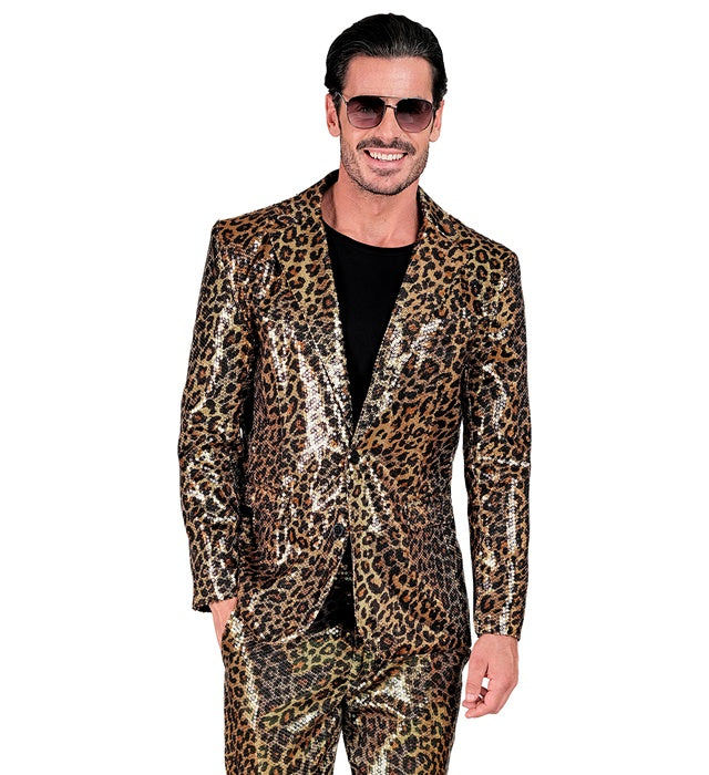 Widmann Party Fashion Jacket (Animalier Leopard Sequin Jacket) (XL) Gold