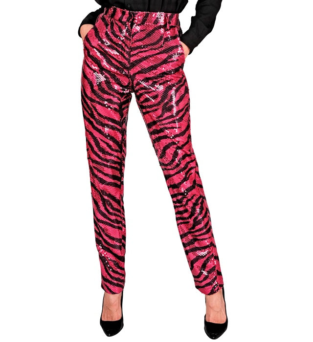 Widmann Party Fashion Pants (Pink Animalier Sequin Pants) (M) Pink