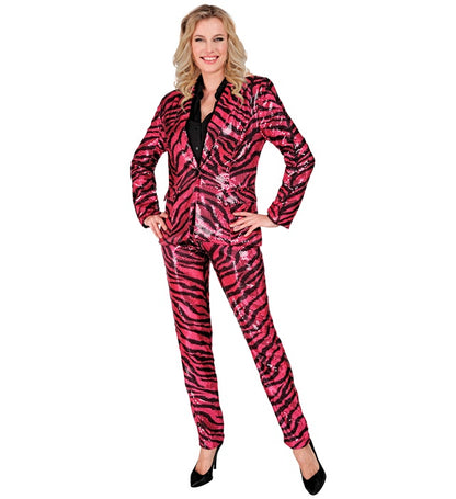 Widmann Party Fashion Pants (Pink Animalier Sequin Pants) (L) Pink