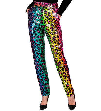 Widmann Party Fashion Pants (Pink Animalier Sequin Pants) (XL) Pink