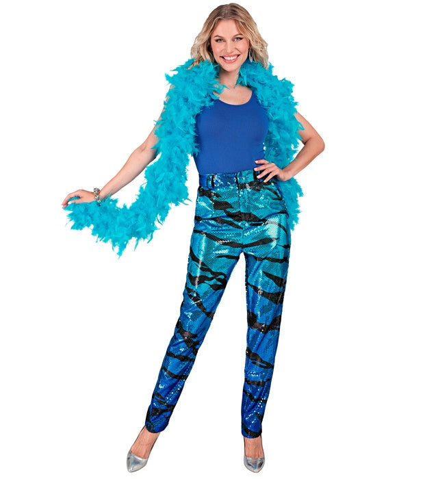 Widmann Party Fashion Pants (Blue Waves Sequin Pants) (L) Turquoise / Light Blue