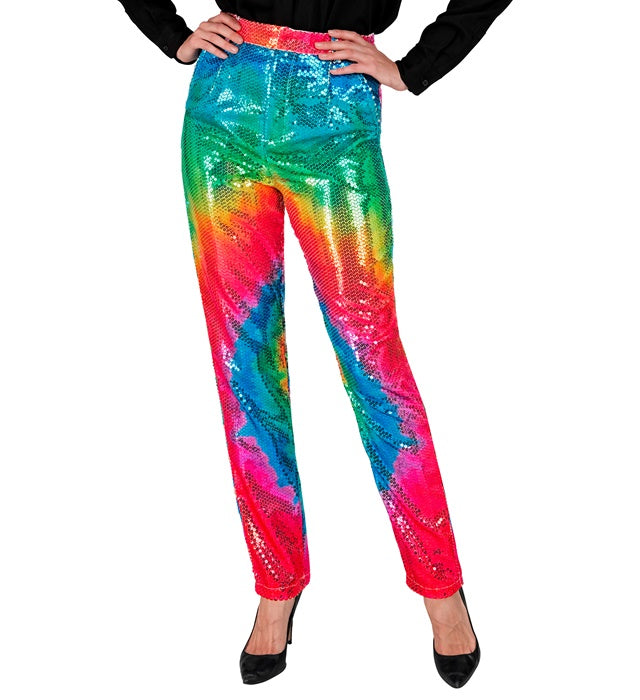 Widmann Party Fashion Pants (Blue Waves Sequin Pants) (XL) Turquoise / Light Blue