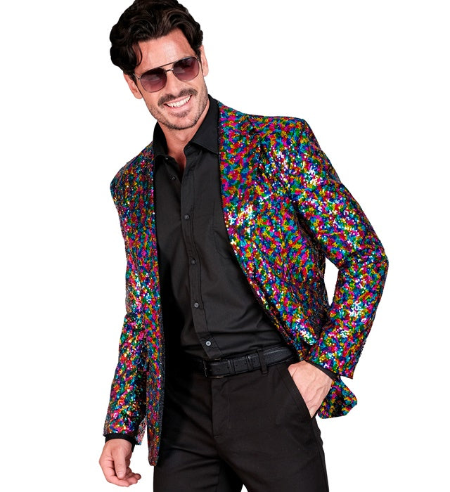 Widmann Party Fashion Jacket (Tie Dye Sequin Jacket) (XXL) Rainbow