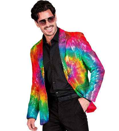 Widmann Party Fashion Jacket (Tie Dye Sequin Jacket) (S) Rainbow