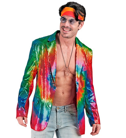 Widmann Party Fashion Jacket (Tie Dye Sequin Jacket) (S) Rainbow