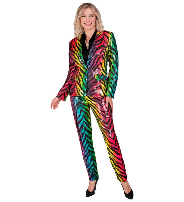 Widmann Party Fashion Pants (Rainbow Animalier Tiger Sequin Pants) (S) Rainbow