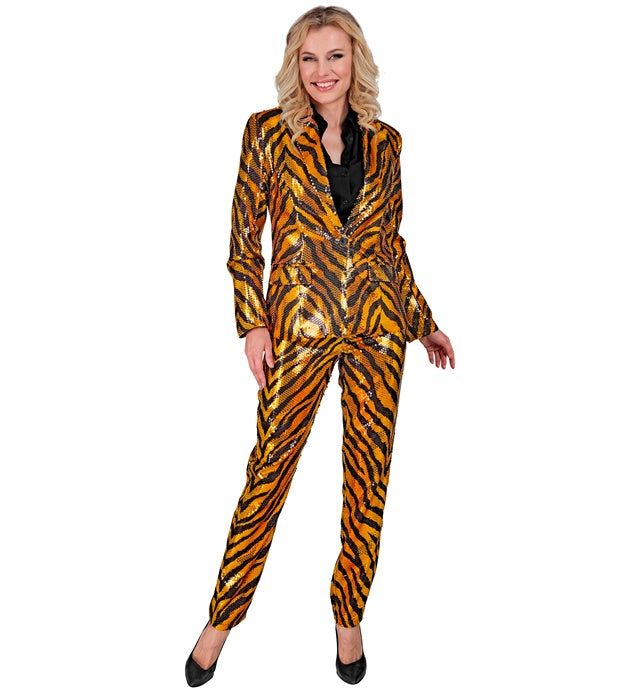 Widmann Party Fashion Pants (Rainbow Animalier Tiger Sequin Pants) (XL) Rainbow