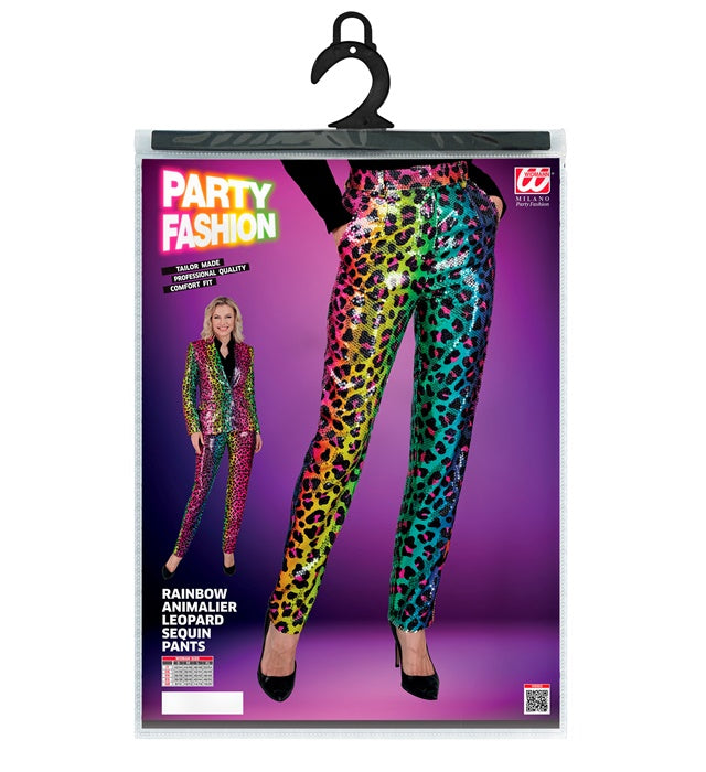 Widmann Party Fashion Pants (Rainbow Animalier Leopard Sequin Pants) (S) Rainbow