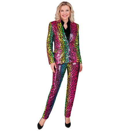 Widmann Party Fashion Pants (Rainbow Animalier Leopard Sequin Pants) (M) Rainbow