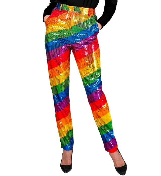 Widmann Party Fashion Pants (Rainbow Sequin Pants) (L) Rainbow