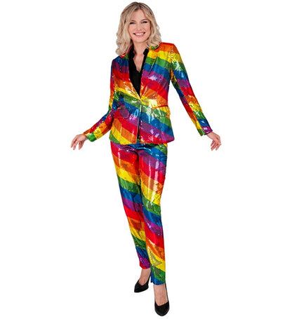 Widmann Party Fashion Pants (Rainbow Sequin Pants) (L) Rainbow