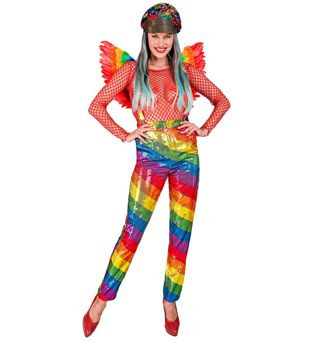 Widmann Party Fashion Pants (Rainbow Sequin Pants) (L) Rainbow