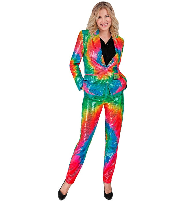 Widmann Party Fashion Pants (Tie Dye Sequin Pants) (M) Rainbow