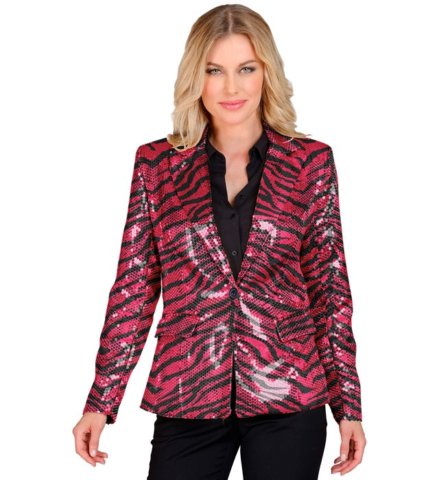 Widmann Party Fashion Jacket (Pink Animalier Sequin Jacket) (S) Pink