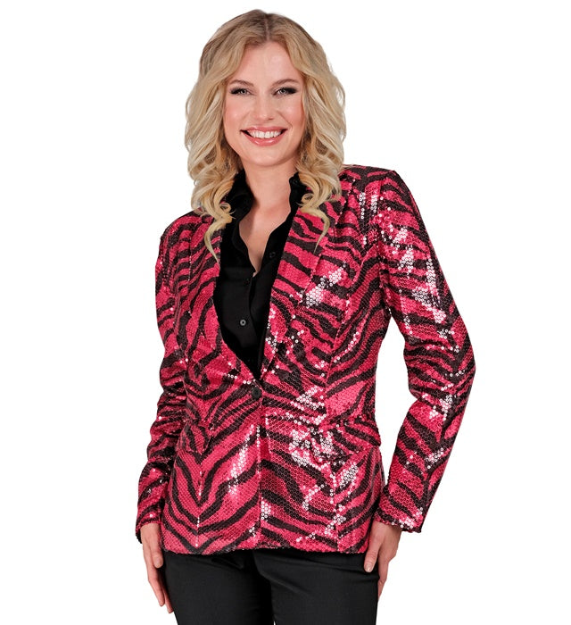 Widmann Party Fashion Jacket (Pink Animalier Sequin Jacket) (L) Pink
