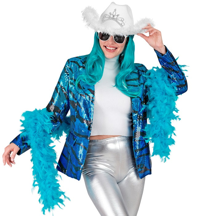 Widmann Party Fashion Jacket (Blue Waves Sequin Jacket) (M) Turquoise / Light Blue