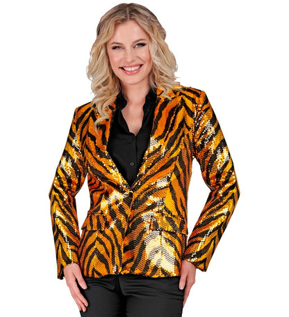 Widmann Party Fashion Jacket (Rainbow Animalier Tiger Sequin Jacket) (XXL) Rainbow