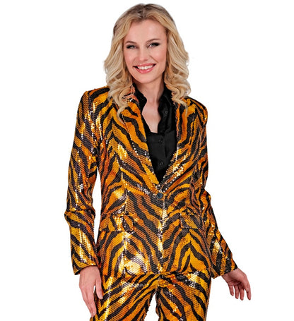 Widmann Party Fashion Jacket (Rainbow Animalier Tiger Sequin Jacket) (XXL) Rainbow