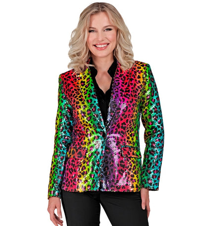 Widmann Party Fashion Jacket (Rainbow Animalier Leopard Sequin Jacket) (L) Rainbow